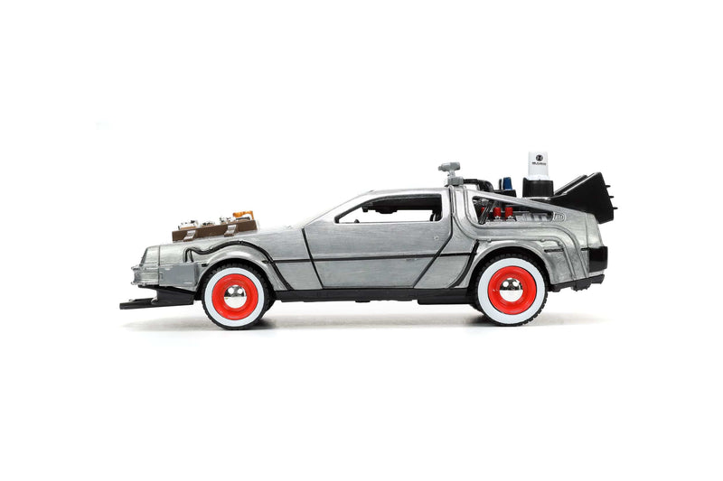 Back to the Future III Hollywood Rides Diecast Model 1/32 DeLorean Time Machine Free Rolling