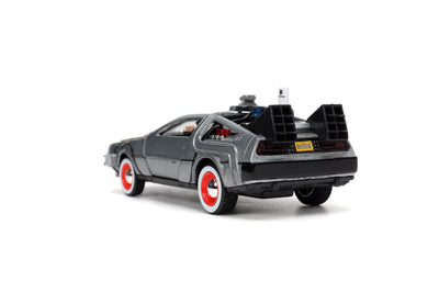 Back to the Future III Hollywood Rides Diecast Model 1/32 DeLorean Time Machine Free Rolling