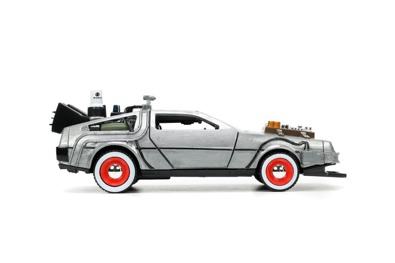 Back to the Future III Hollywood Rides Diecast Model 1/32 DeLorean Time Machine Free Rolling