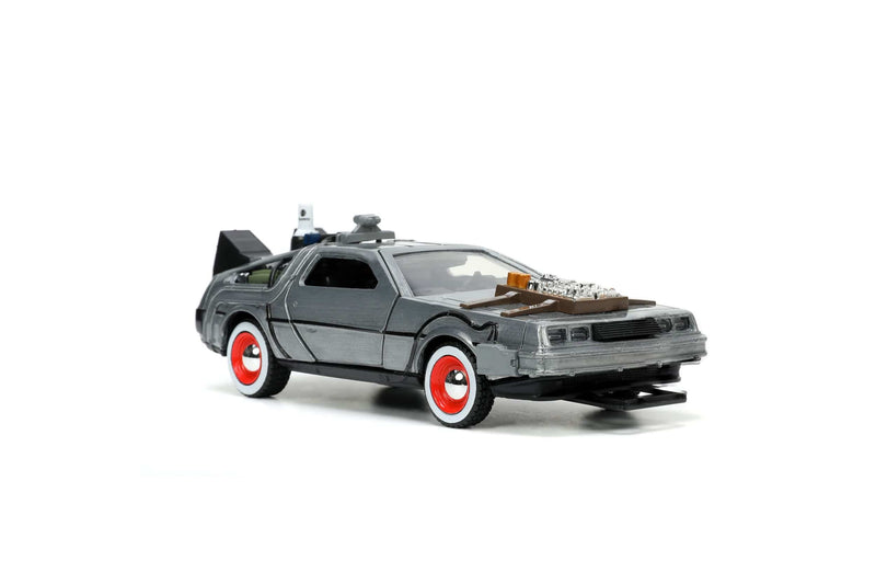 Back to the Future III Hollywood Rides Diecast Model 1/32 DeLorean Time Machine Free Rolling