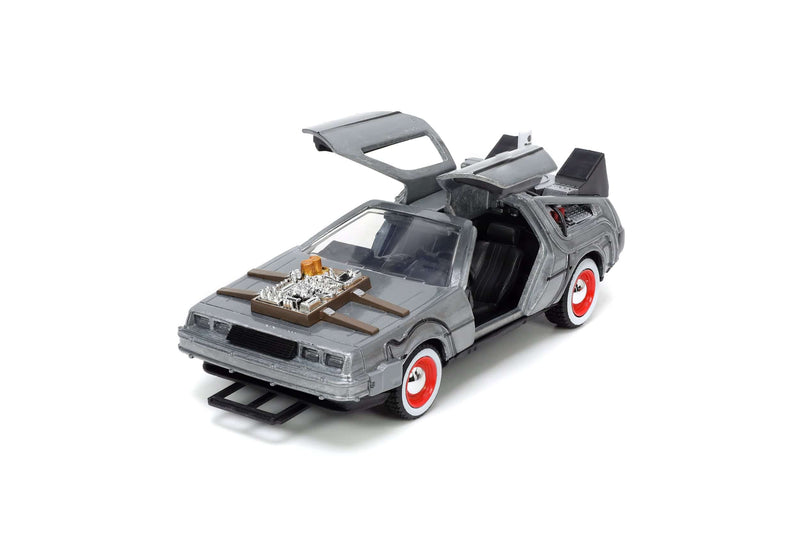 Back to the Future III Hollywood Rides Diecast Model 1/32 DeLorean Time Machine Free Rolling