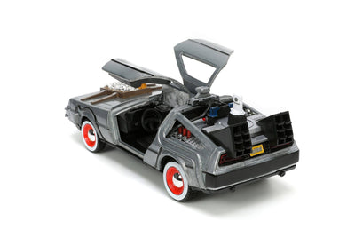 Back to the Future III Hollywood Rides Diecast Model 1/32 DeLorean Time Machine Free Rolling