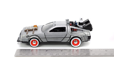 Back to the Future III Hollywood Rides Diecast Model 1/32 DeLorean Time Machine Free Rolling