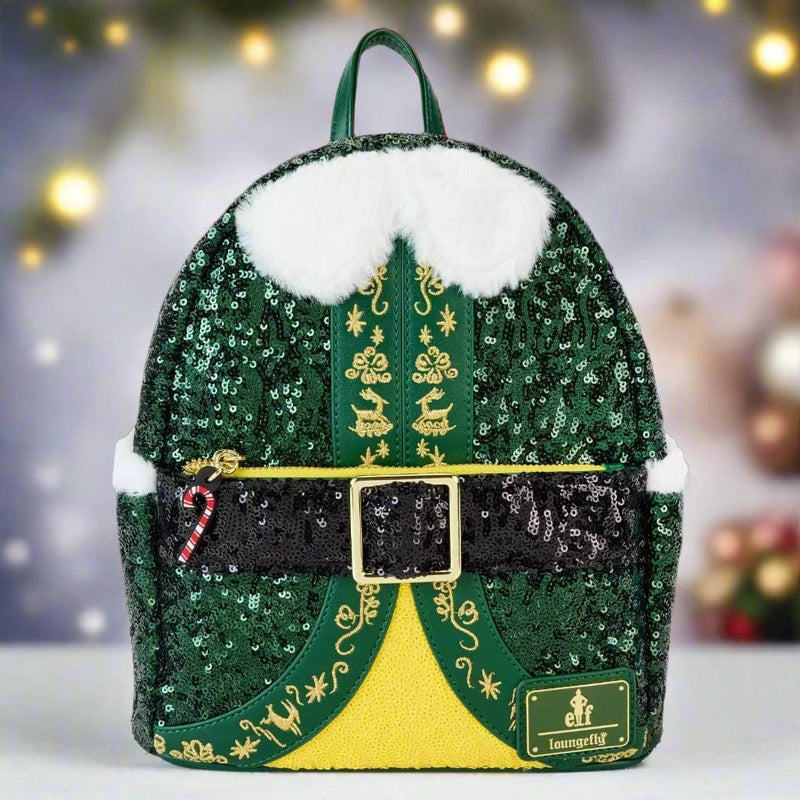 Loungefly Warner Bros. Elf Buddy Sequin Cosplay Mini Backpack Loungefly Backpacks Just Geek