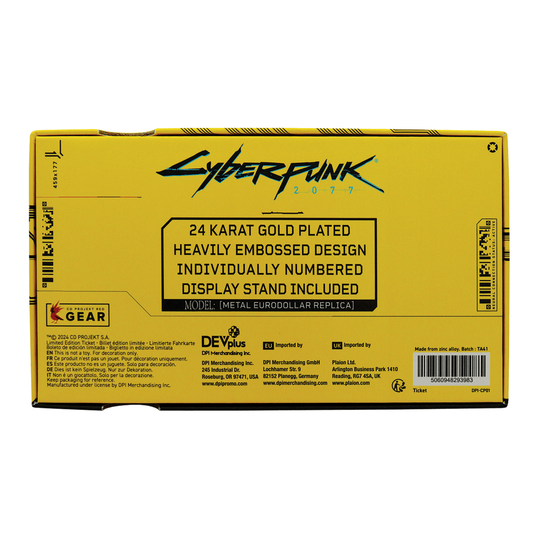 Cyberpunk 2077 24k Gold Plated Metal Eurodollar Replica