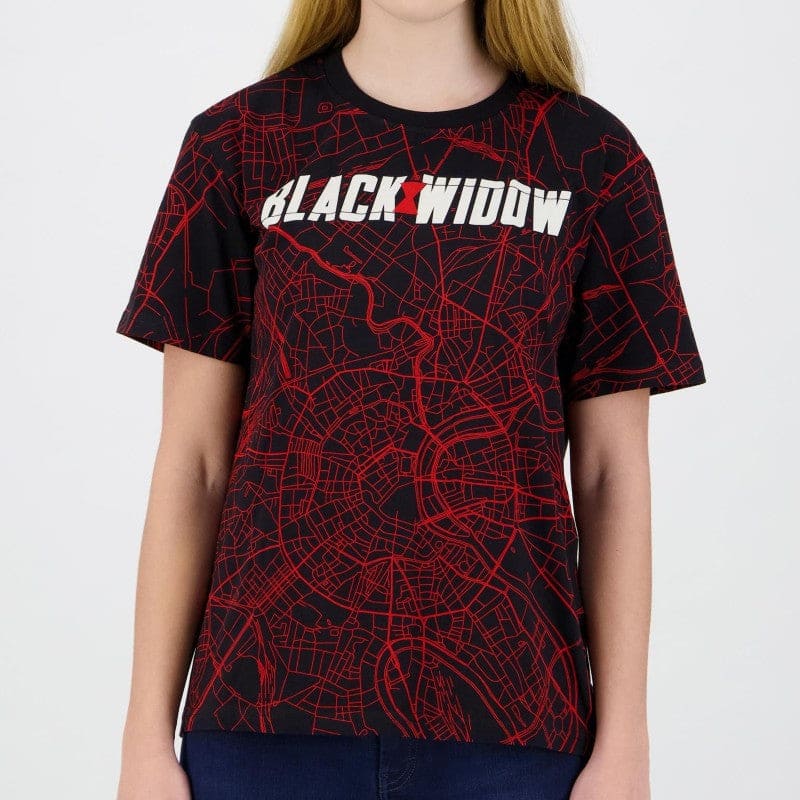 Official Marvel Black Widow City Map Women's  T-Shirts