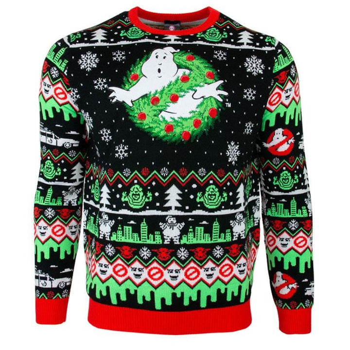 M (UK / EU) / S (US) Official Ghostbusters Christmas Jumper / Ugly Sweater