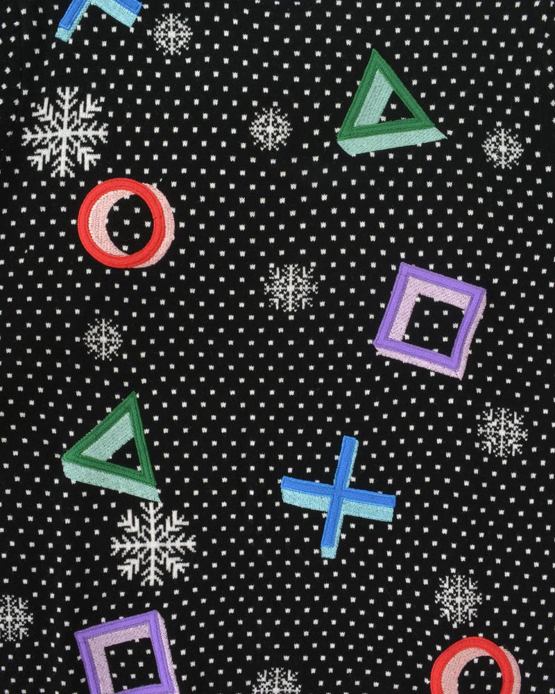 Official PlayStation Symbols Black Christmas Jumper / Ugly Sweater