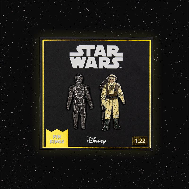 One Size Pin Kings Star Wars Enamel Pin Badge Set 1.22 – C-3PO and Luke Skywalker (Hoth Battle Gear)