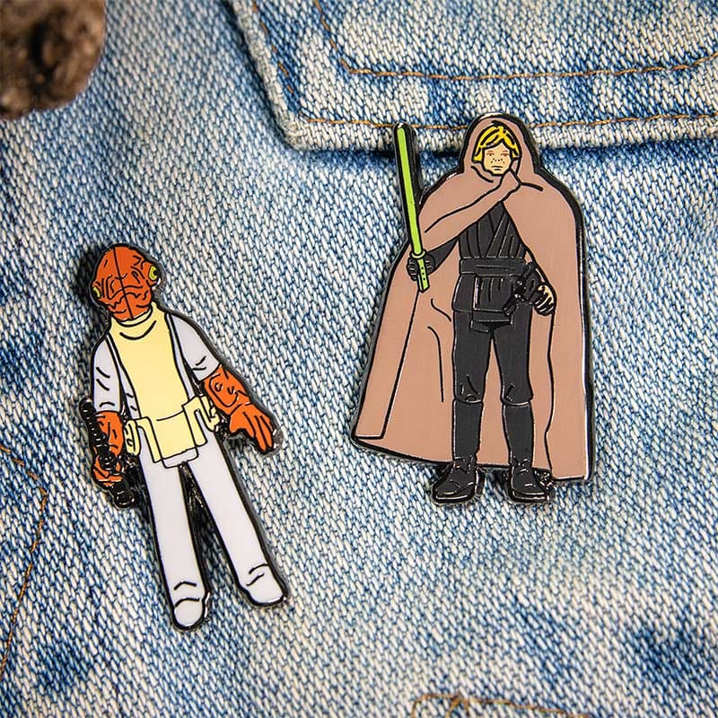 One Size Pin Kings Star Wars Enamel Pin Badge Set 1.26 – Admiral Ackbar and Luke Skywalker (Jedi Knight Outfit)