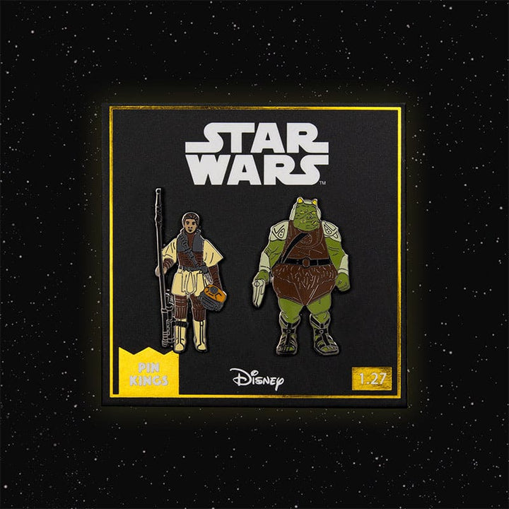 One Size Pin Kings Star Wars Enamel Pin Badge Set 1.27 – Princess Leia Organa (Boushh Disguise) and Gamorrean Guard