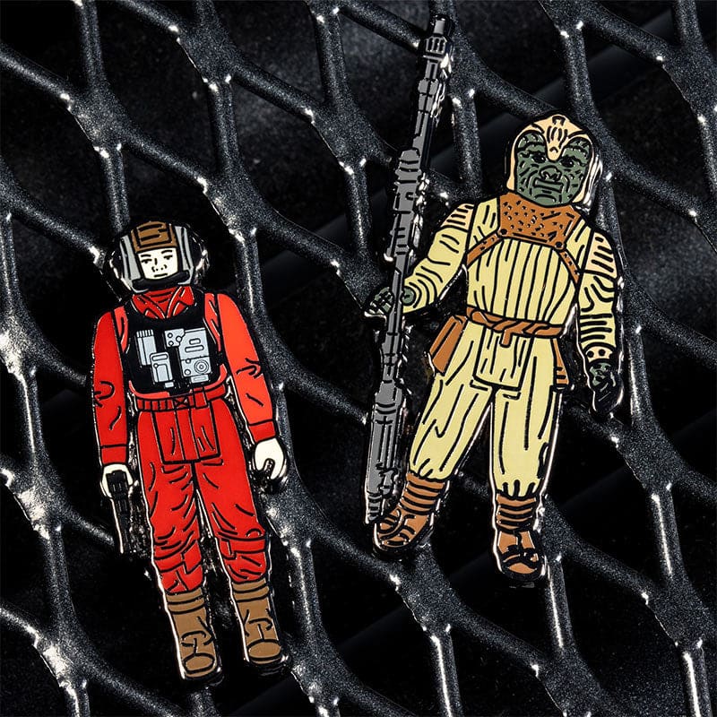 One Size Pin Kings Star Wars Enamel Pin Badge Set 1.37 – B-Wing Pilot and Klaatu (in Skiff Guard Outfit)