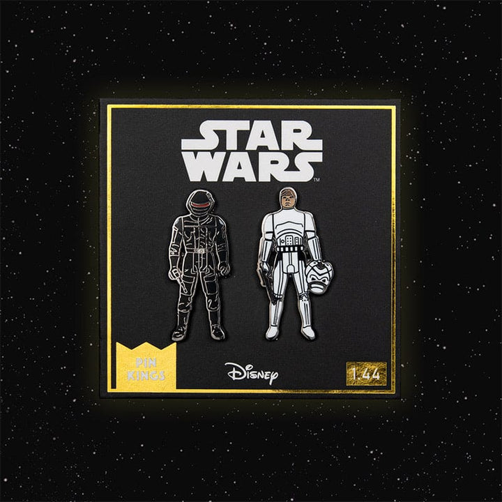 One Size Pin Kings Star Wars Enamel Pin Badge Set 1.44 – Imperial Gunner and Luke Skywalker (Imperial Stormtrooper Outfit)