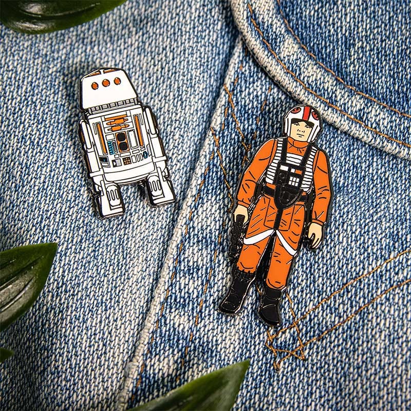 One Size Pin Kings Star Wars Enamel Pin Badge Set 1.9 – Luke Skywalker: X Wing Pilot and R5 D4