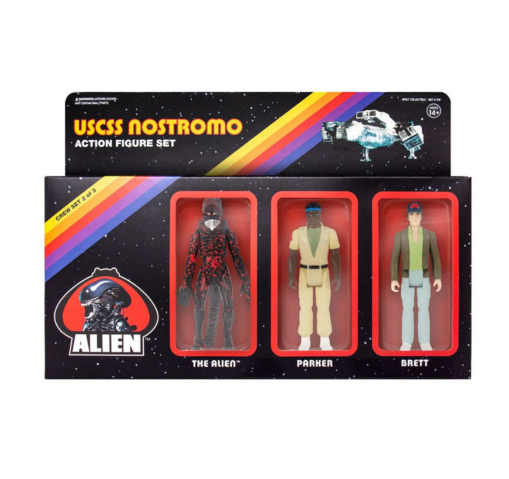 Official Alien Super7 ReAction Figures 3 Pack Brett, Parker and Open Mouth Alien